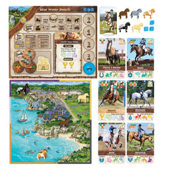 Fantasy Ranch board game features beautiful landscape visuals for immersion.