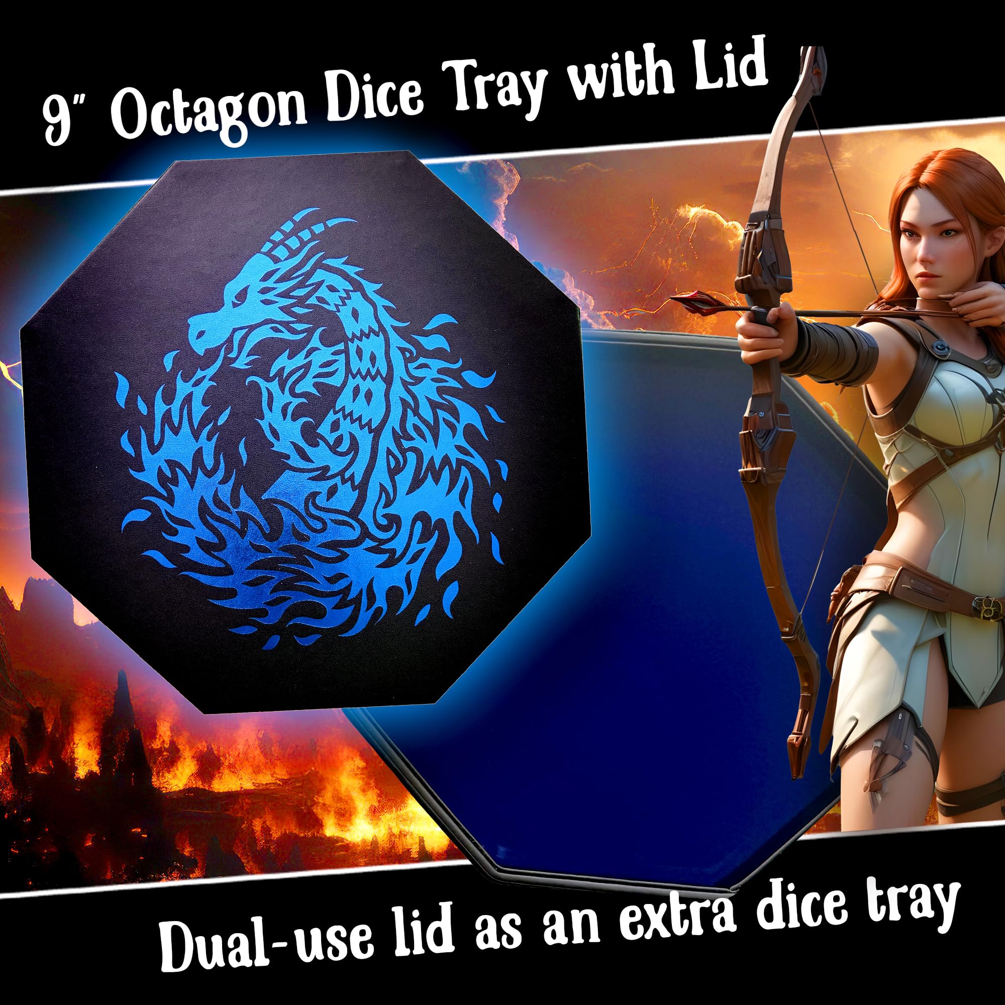 Fantasydice 9-inch octagon dice tray for compact tabletop organization.