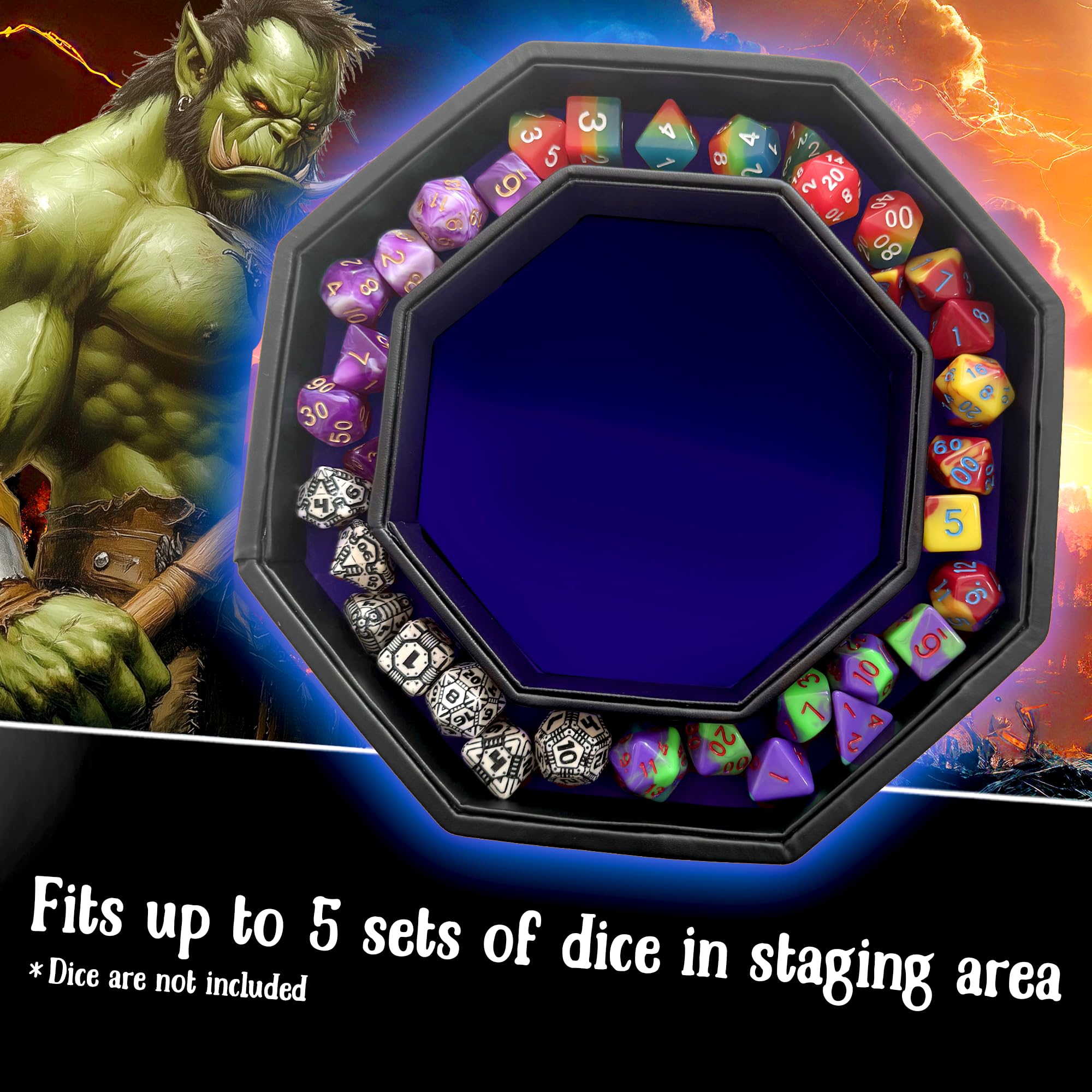 Fantasydice padded edges protect dice and tables from impact and noise.
