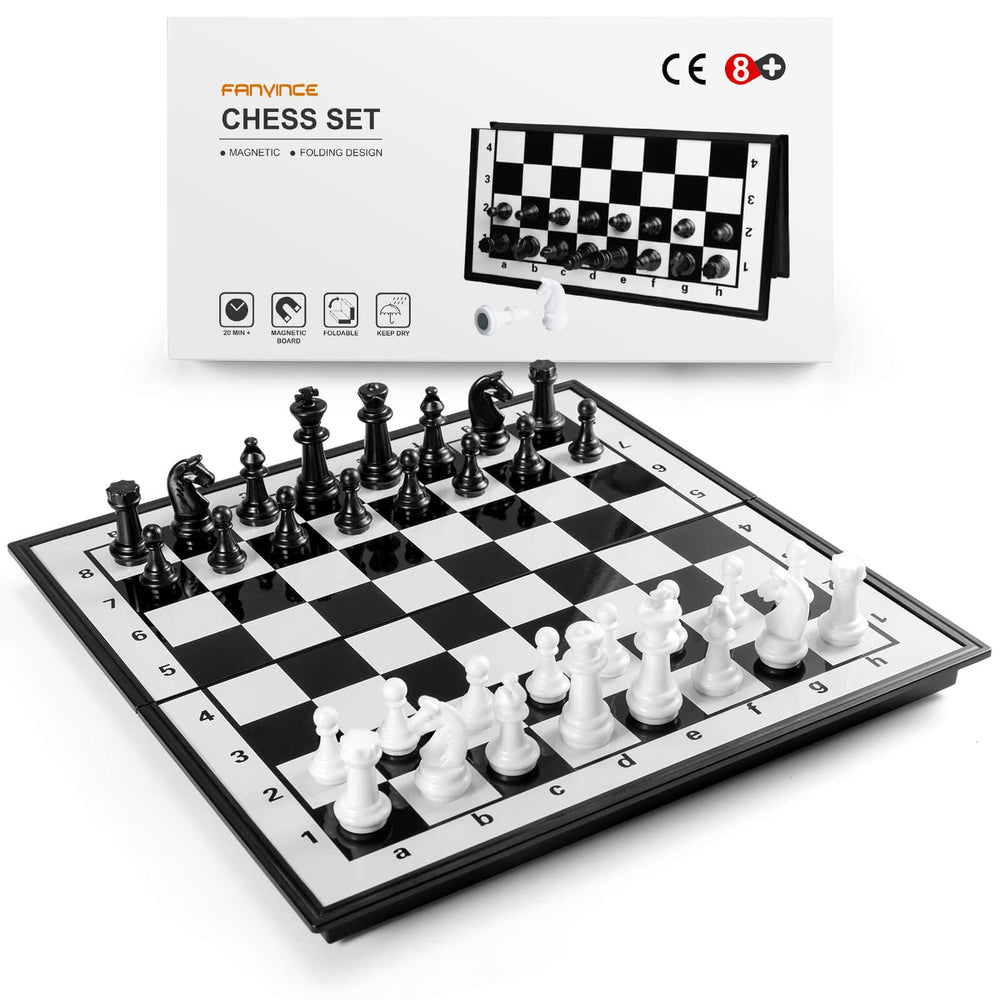 FanVince magnetic folding chess board for quiet, portable play.