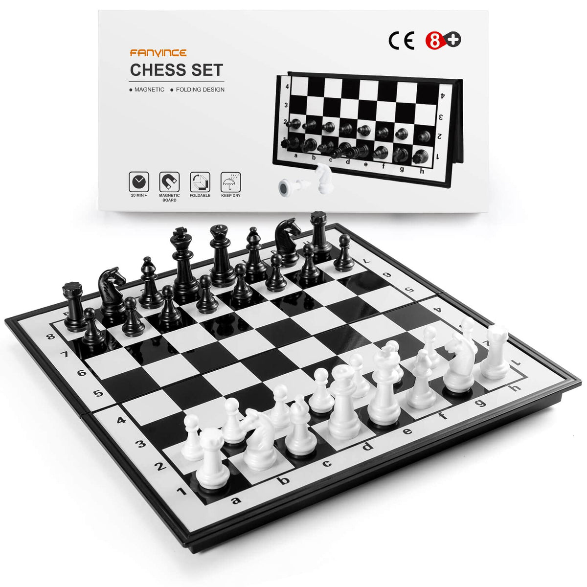 FanVince magnetic folding chess board for quiet, portable play.