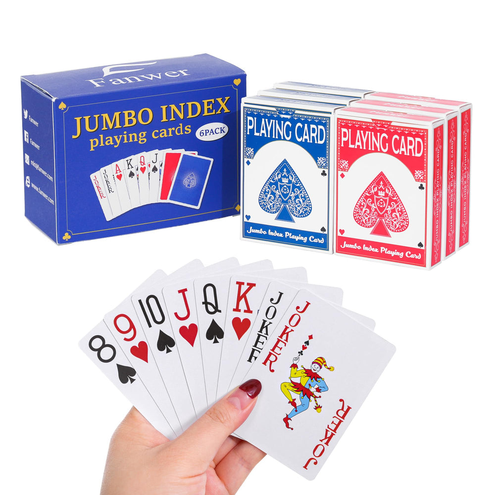 Fanwer Large Print Playing Cards front view with jumbo numerals for easy reading.