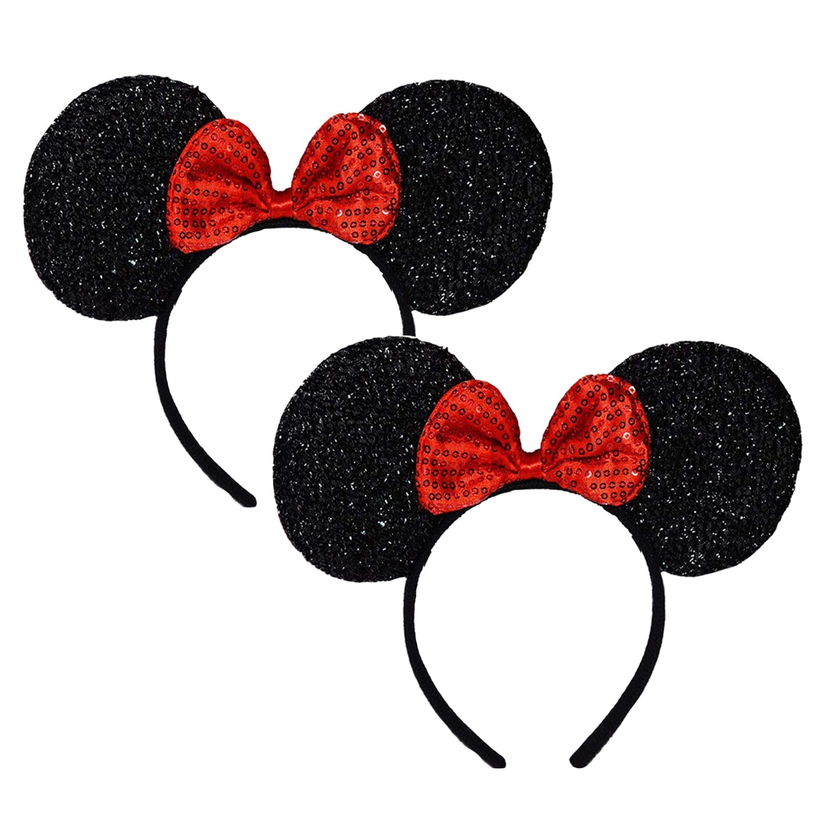 FANYITY mouse ears headband with red sequin bow for festive party styling