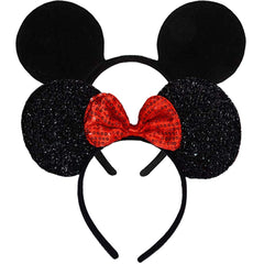 FANYITY mouse ears headband with red sequin bow for party photos and fun