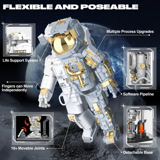 FarBlocked 966pcs astronaut building set assembled for creative play.