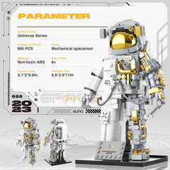 FarBlocked quick-detach base enabling spacewalk poses.