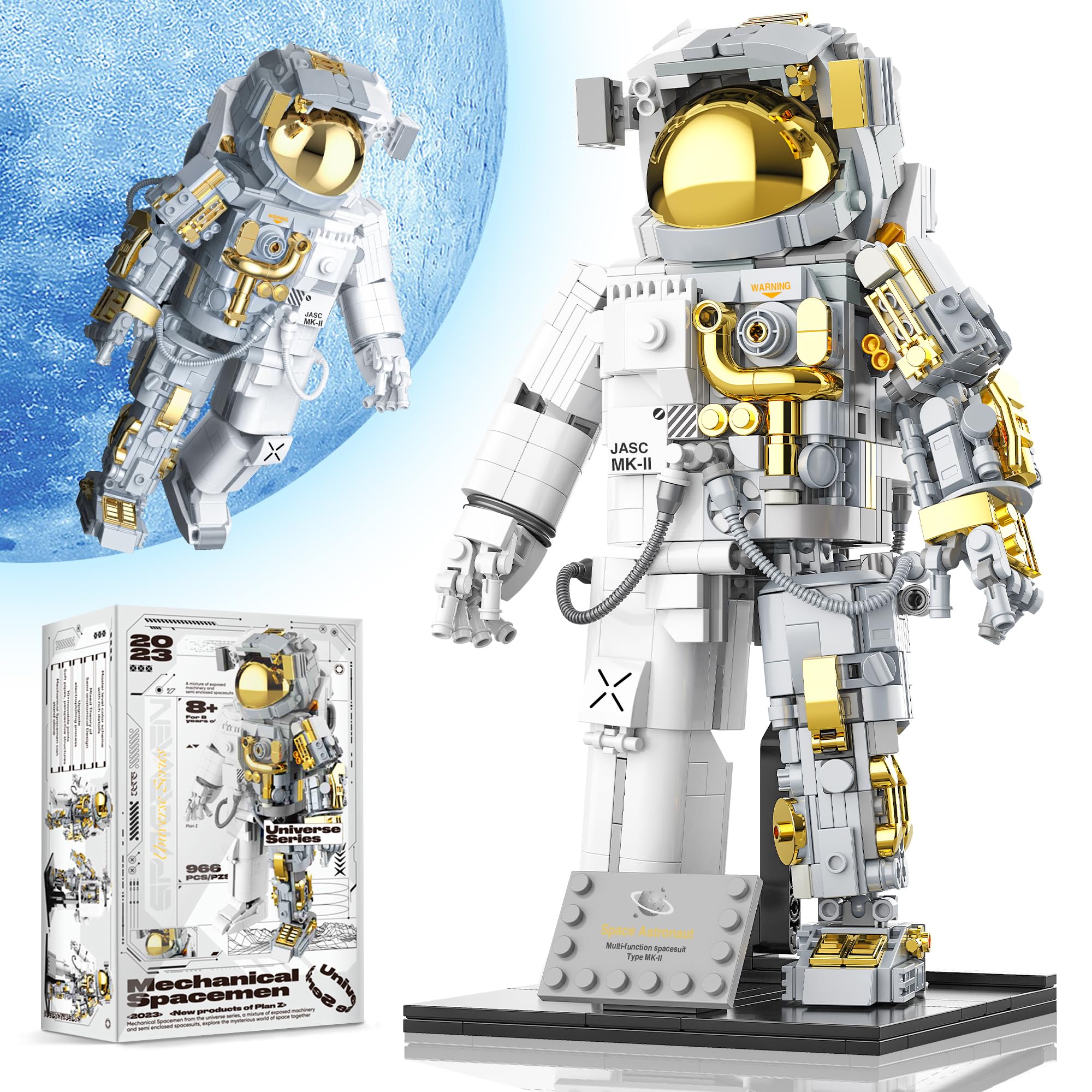 FarBlocked Space Astronaut figure on display stand for home collection.
