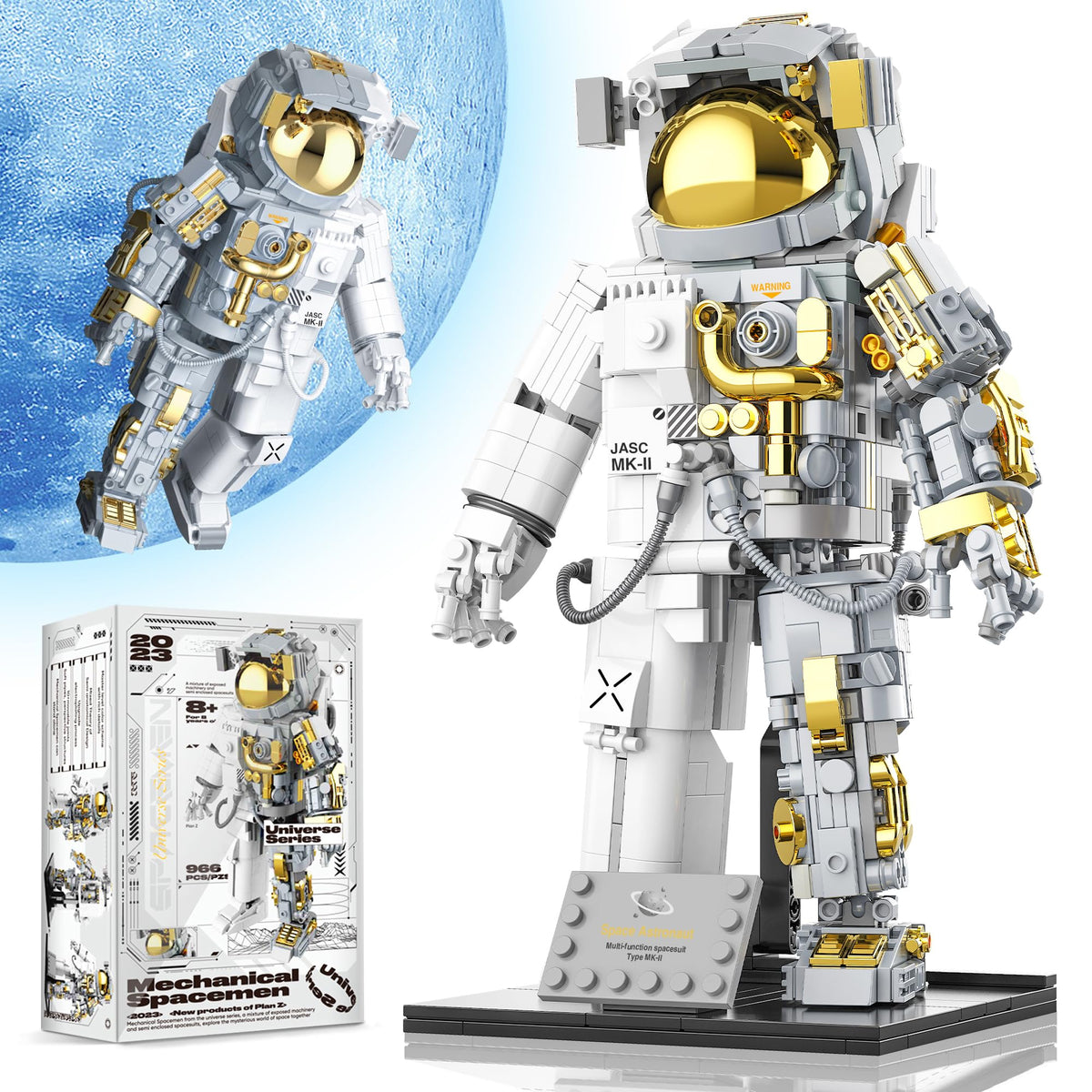 FarBlocked Space Astronaut figure on display stand for home collection.