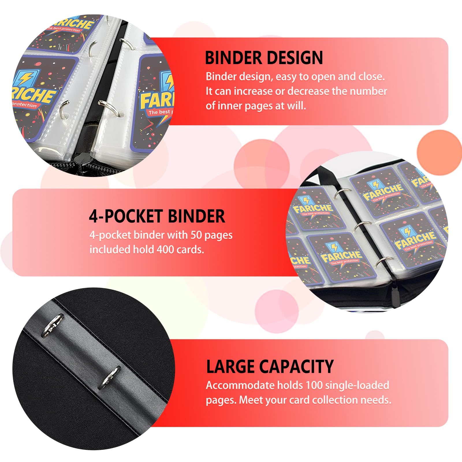 Fariche 50 removable sleeves ready for flexible storage