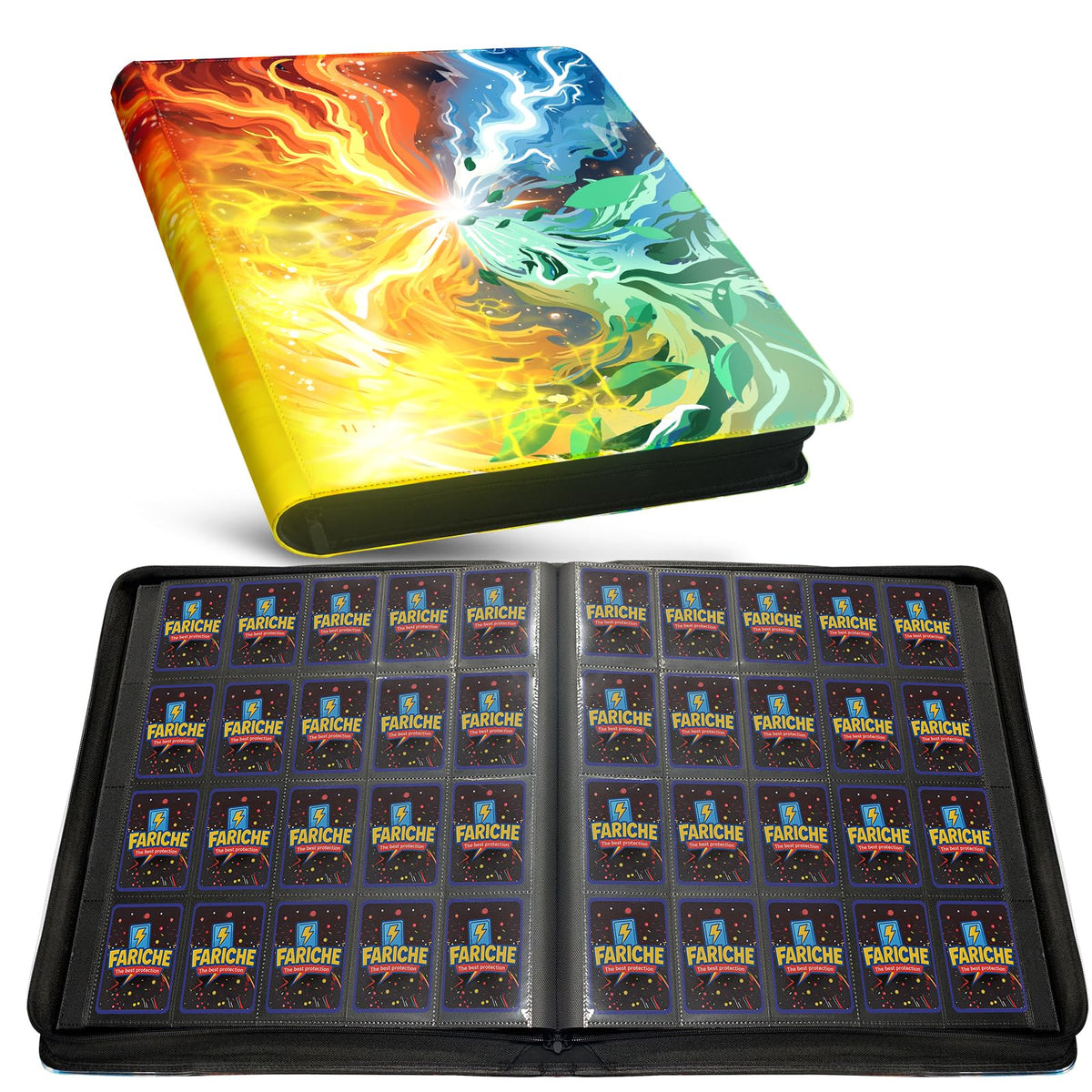 FARICHE Toploader binder cover shows durable construction for secure card storage and display