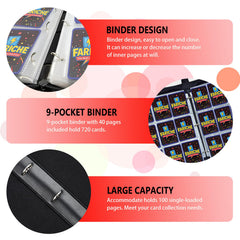Fariche binder holds up to 900 cards, ideal for expanding collections.