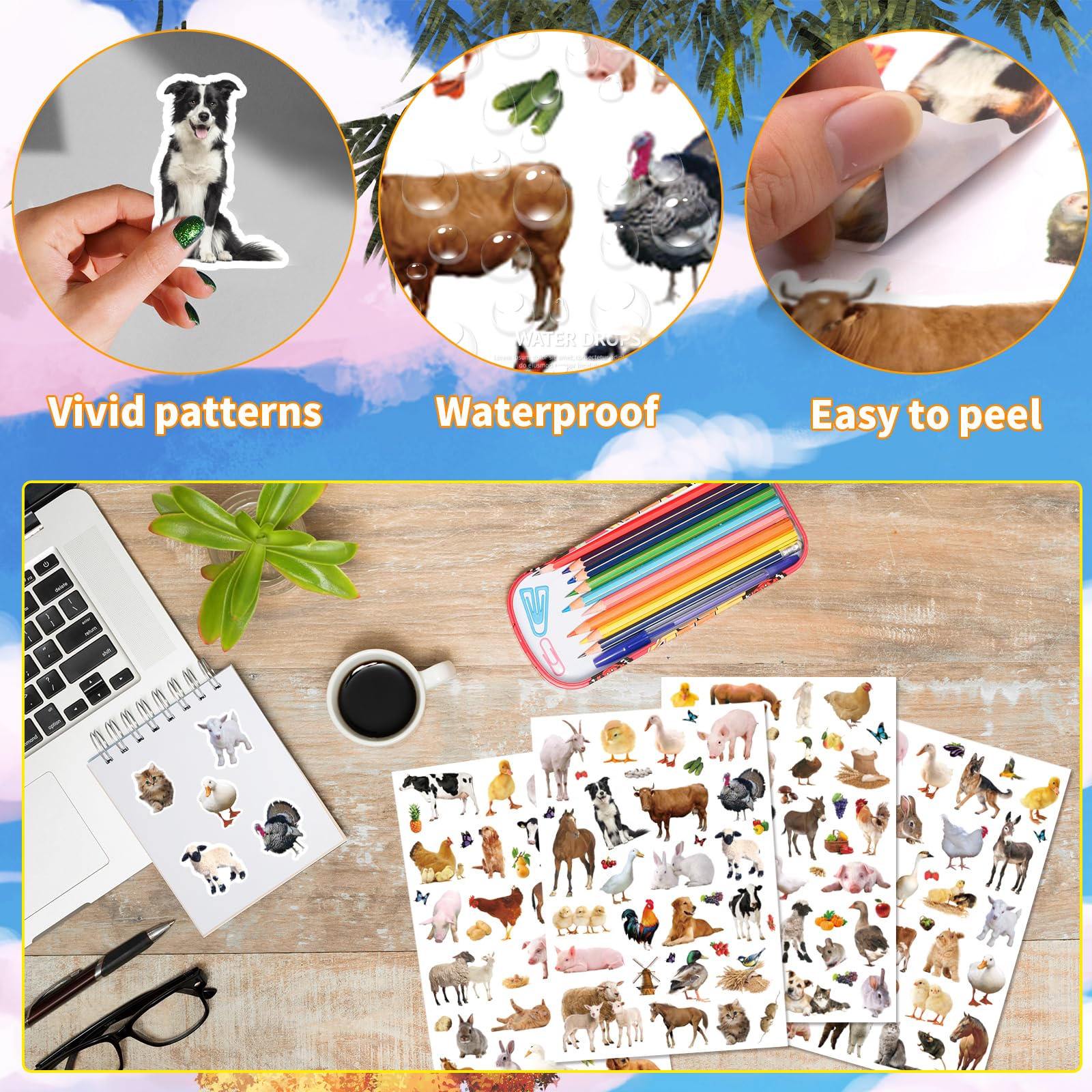 Farm Animals Stickers sheep design ideal for scrapbooks and crafts