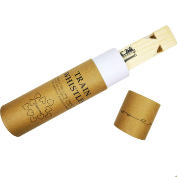 Fartime wooden train whistle close-up showing smooth wood finish safe for toddlers