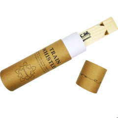 Fartime wooden train whistle close-up showing smooth wood finish safe for toddlers