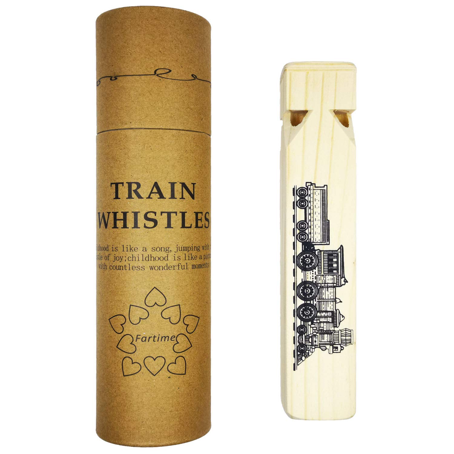Fartime wooden train whistle in gift box ideal for party favors