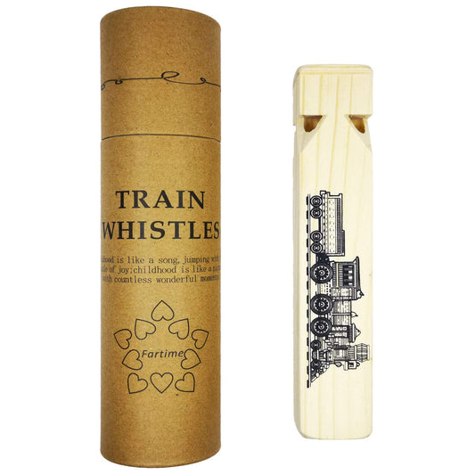 Fartime wooden train whistle in gift box ideal for party favors