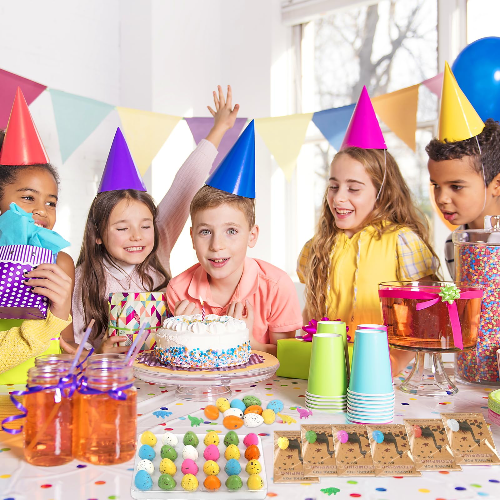 FASBET party decorations highlight the dino theme and color