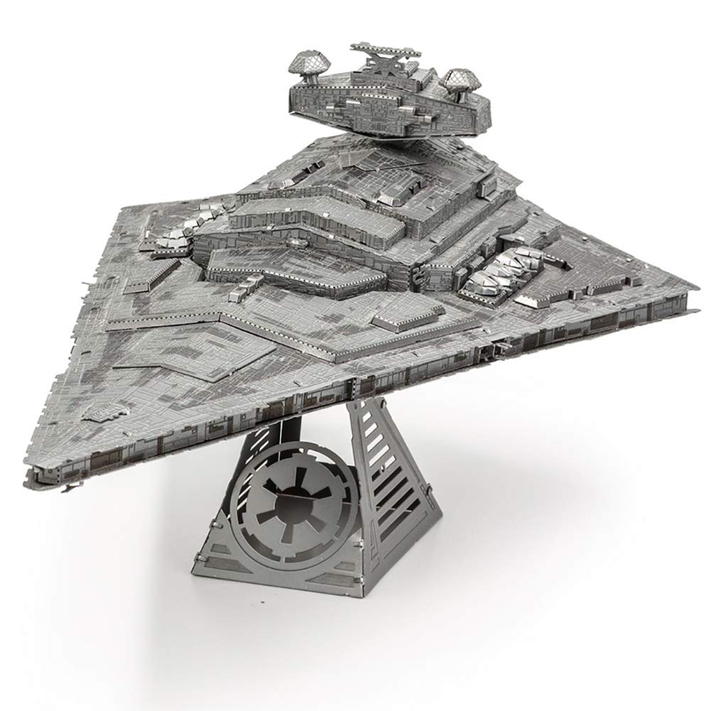 Fascinations Metal Earth Destroyer Imperial Star Wars model on display adds a sci-fi focal point.