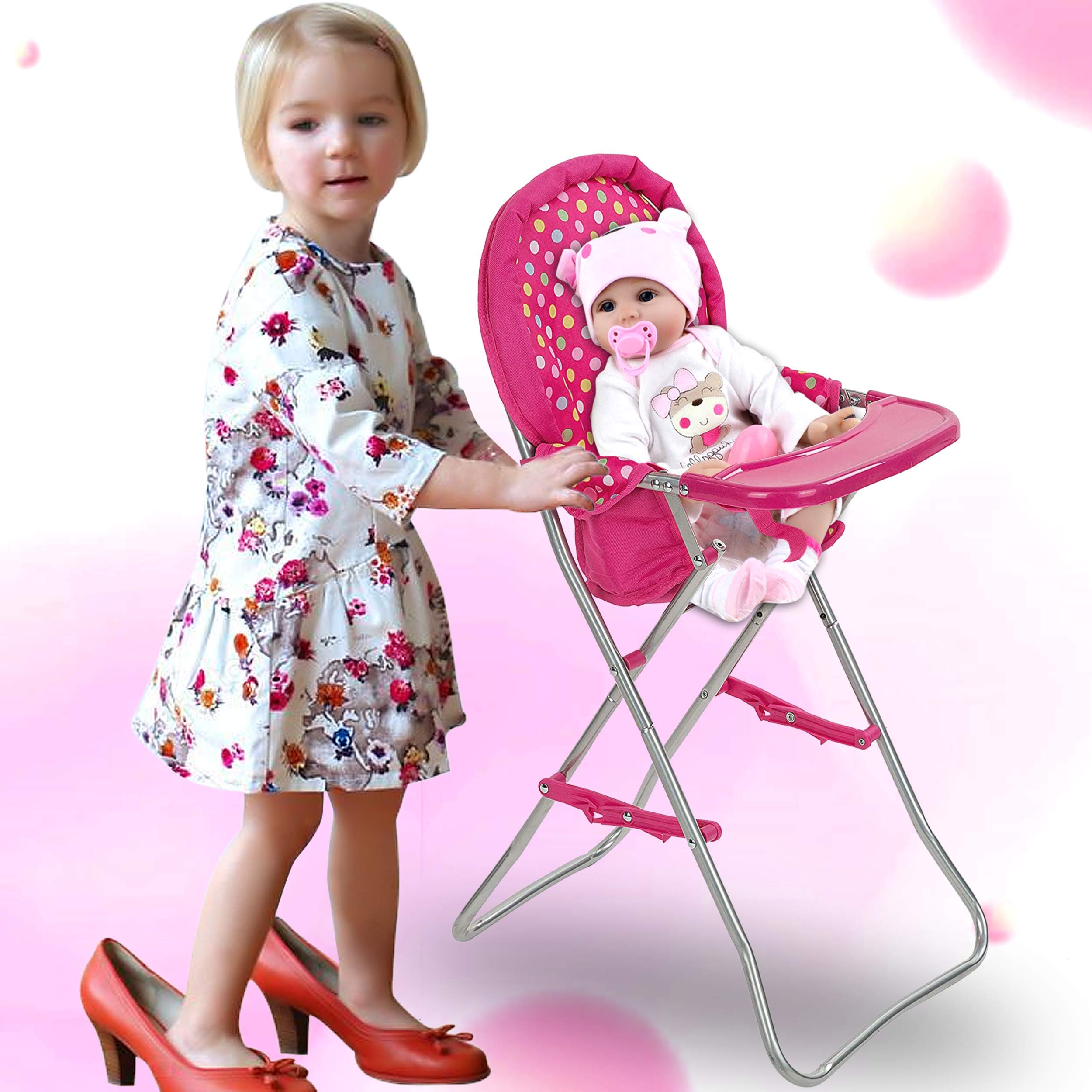 Fash N Kolor pink flower design high chair adds charm to nursery playsets