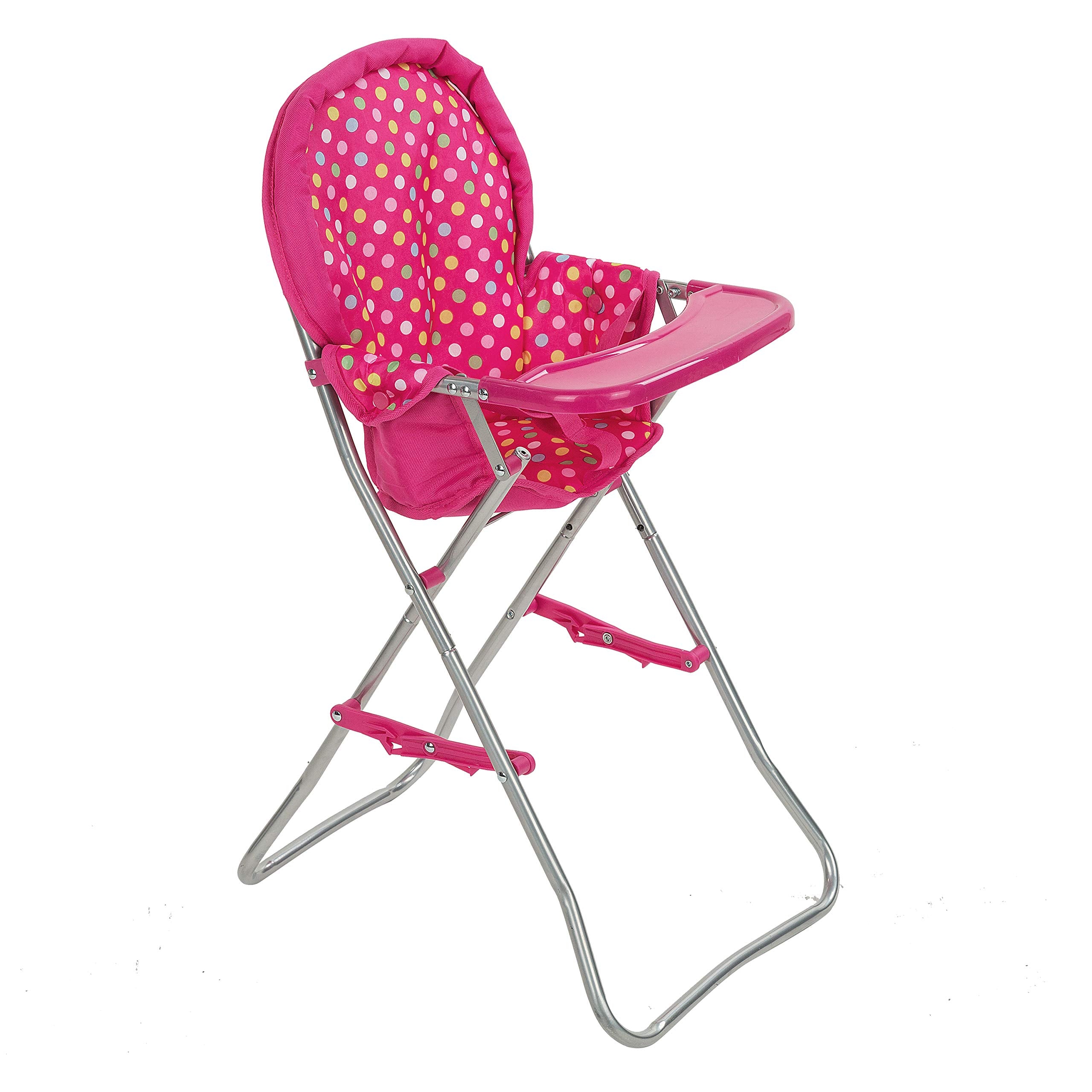 Fash N Kolor pink foldable doll high chair for compact storage