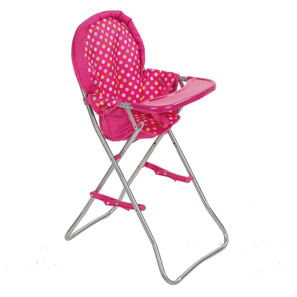 Fash N Kolor pink foldable doll high chair for compact storage