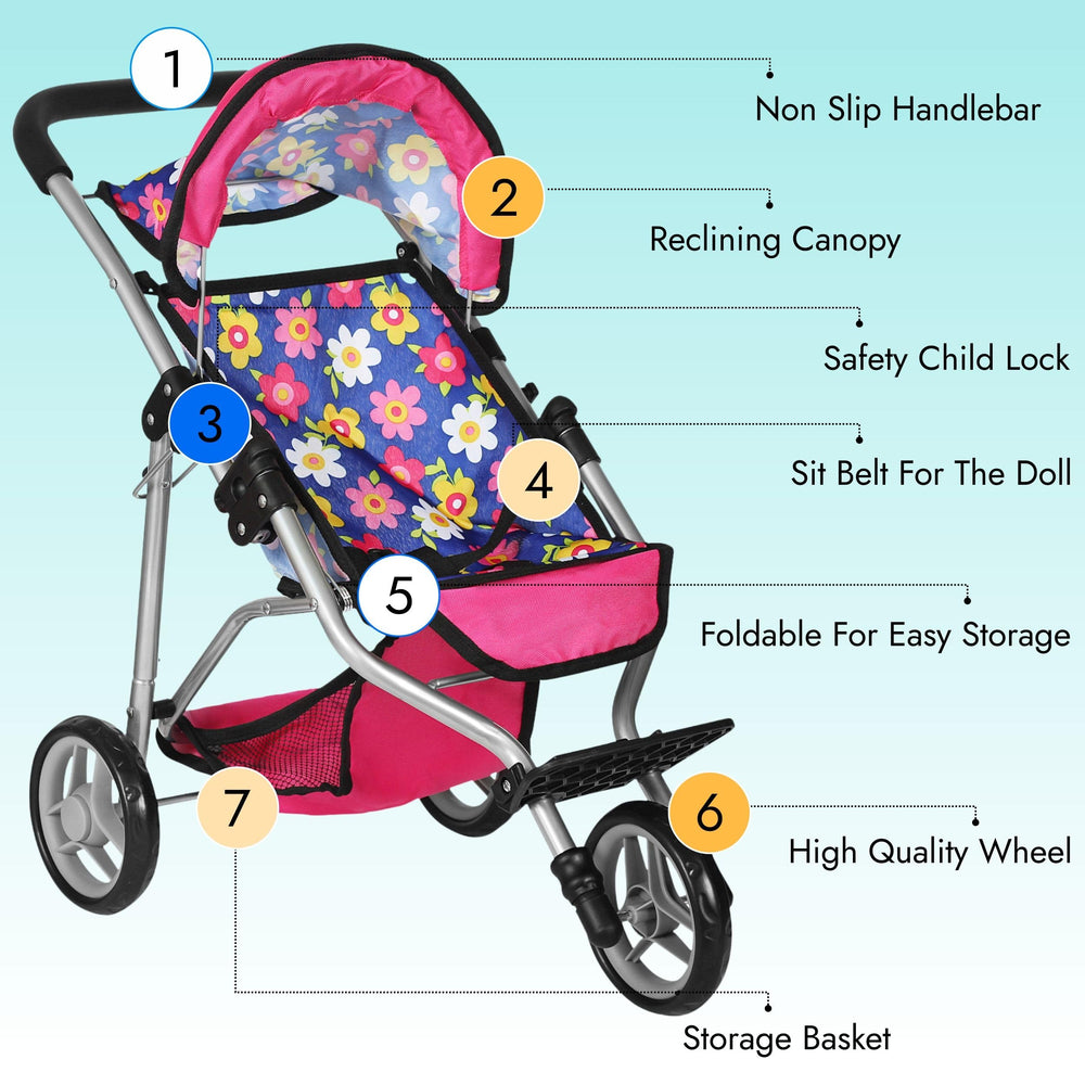 Fash N Kolor baby doll stroller storage basket holds small accessories for tidy playtime