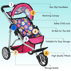 Fash N Kolor baby doll stroller storage basket holds small accessories for tidy playtime