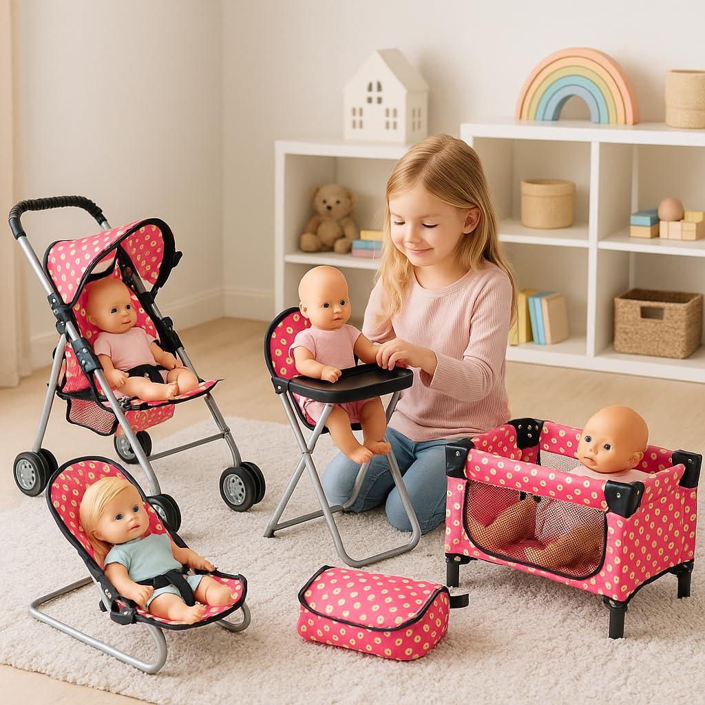 Fash N Kolor doll play set pack-n-play crib for cozy supervised naps