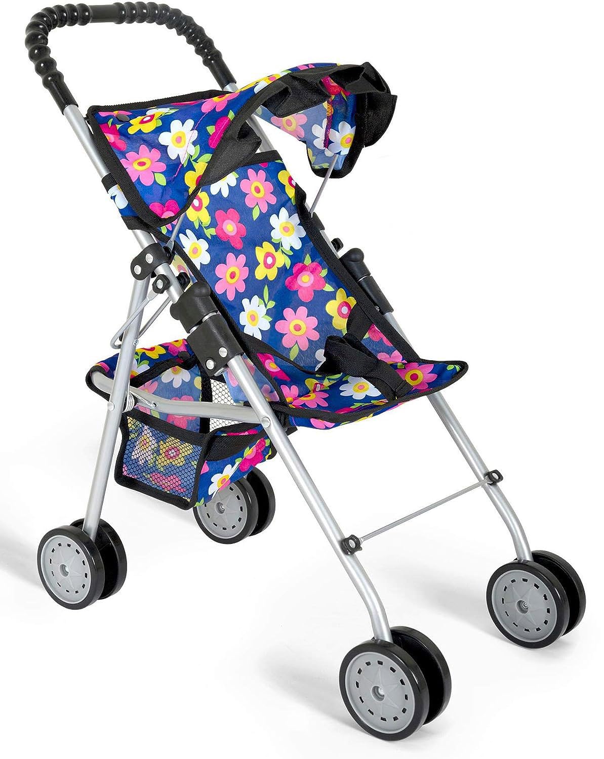 Fash N Kolor doll stroller with foldable frame for quick storage and travel.