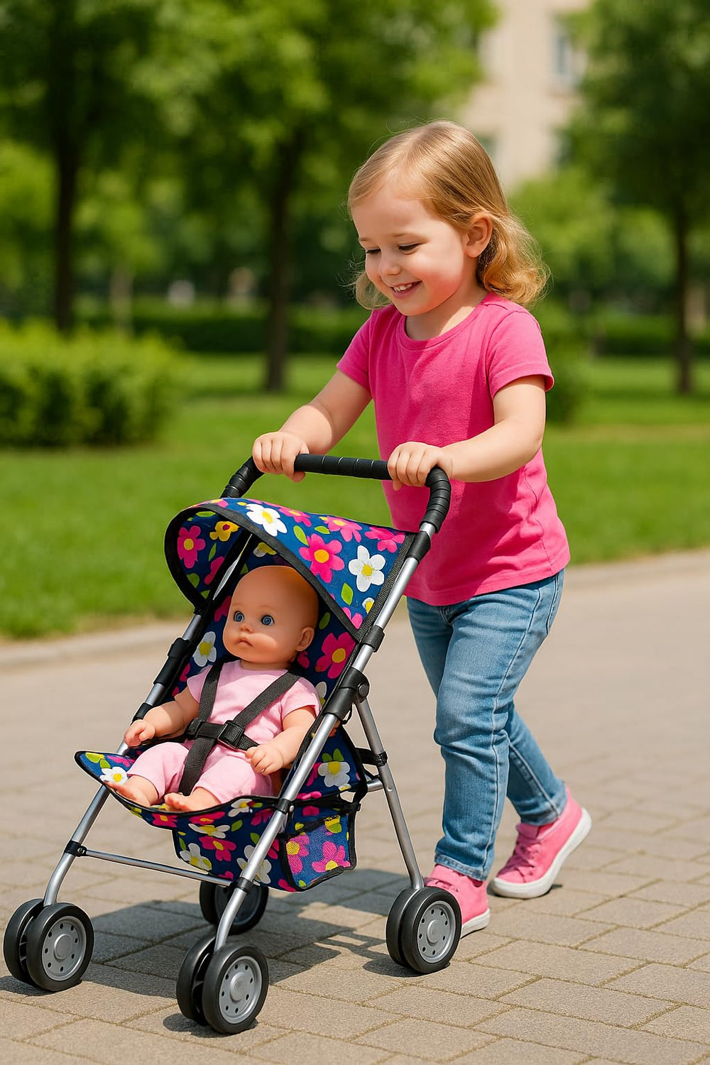 Fash N Kolor doll stroller hood open showcases playful realism for pretend play.