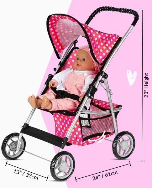 Fash N Kolor stroller features soft grip handle for comfortable pretend play sessions.