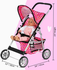 Fash N Kolor stroller features soft grip handle for comfortable pretend play sessions.