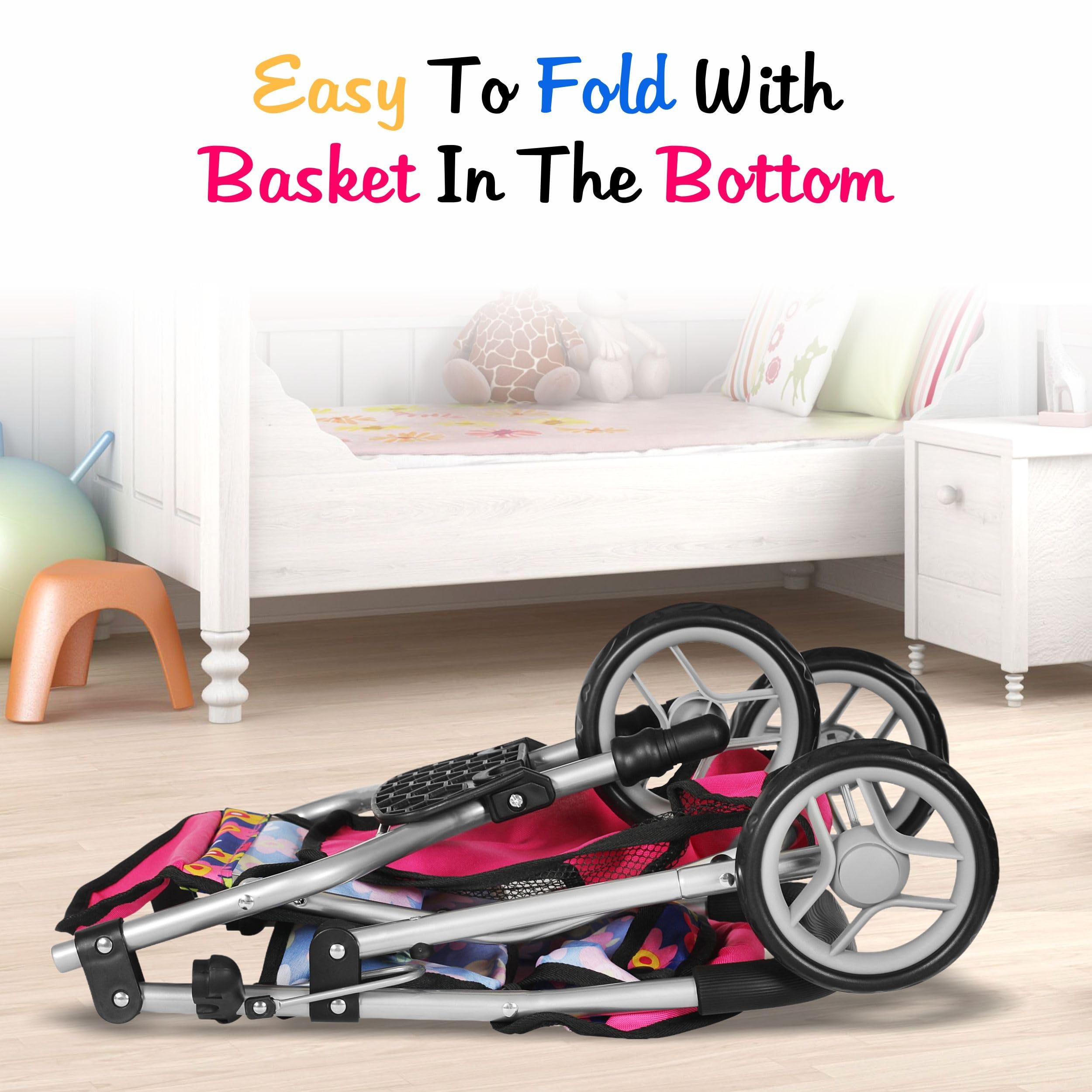 Fash N Kolor doll stroller steel frame provides durability in everyday pretend sessions