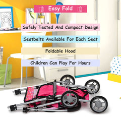 Fash n Kolor easy-assembly twin stroller ready for quick setup.