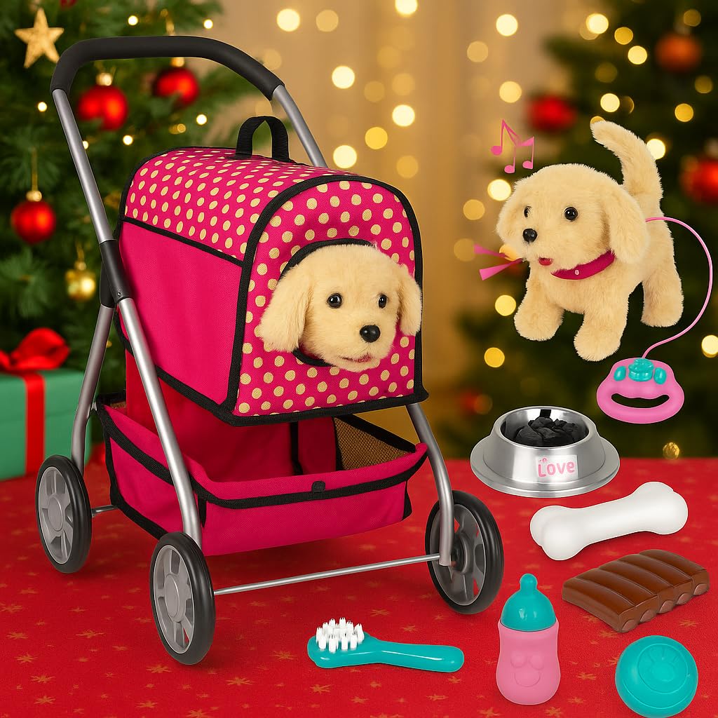 Fash N Kolor Puppy Doll Stroller barking sounds for lively interaction