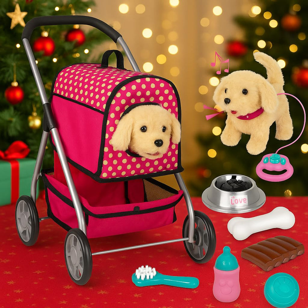 Fash N Kolor Puppy Doll Stroller barking sounds for lively interaction