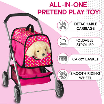 Fash N Kolor Puppy Doll Stroller foldable storage for tidy playroom