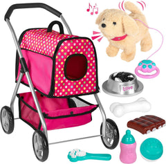 Fash N Kolor Puppy Doll Stroller remote-walking for imaginative play