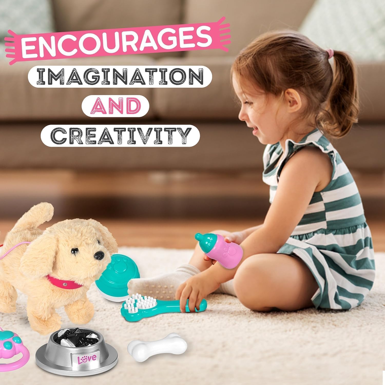 Fash N Kolor remote-control leash demonstrates easy engaging pet walking for kids ages 3-7