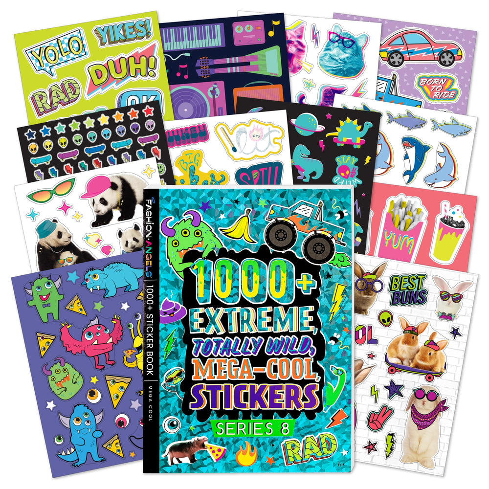 Fashion Angels 1000+ Mega Cool Stickers cover showcasing diverse designs for creative projects.