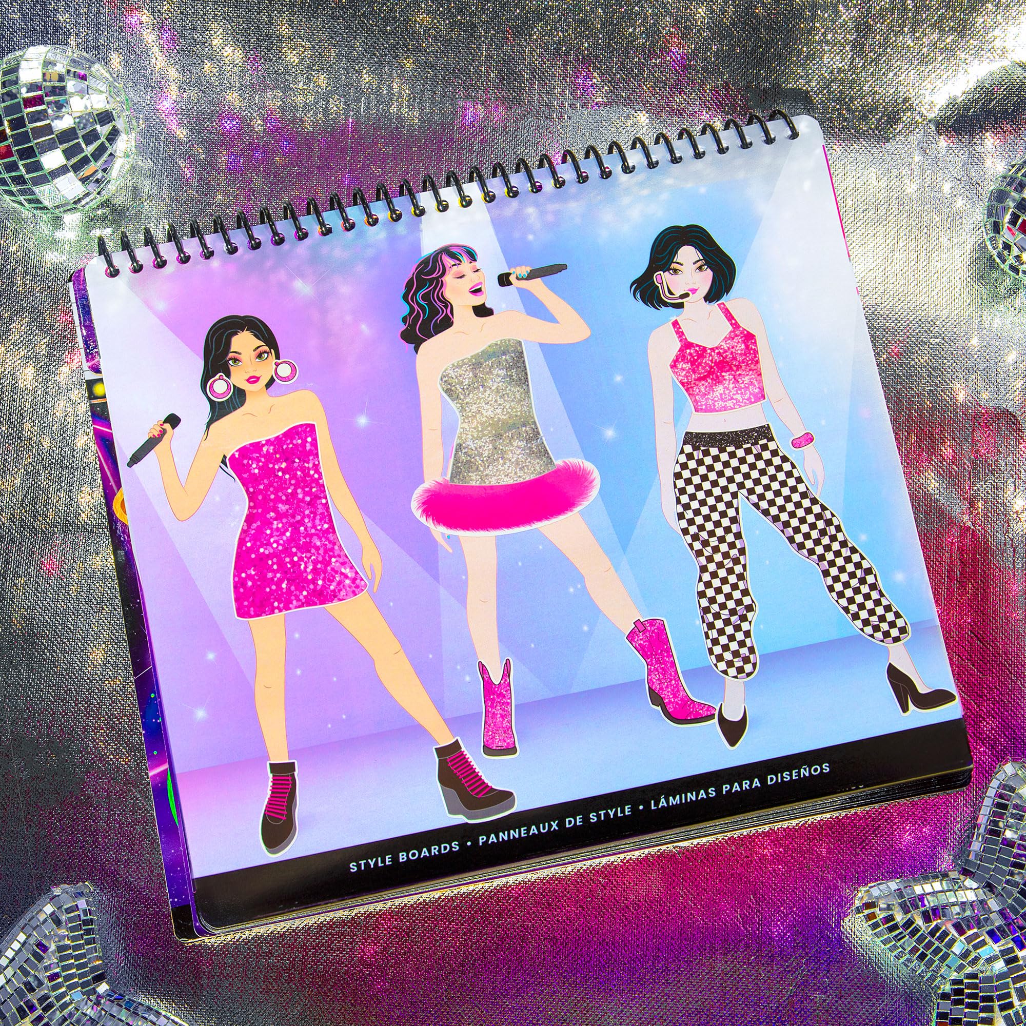 Concert venue style boards from Fashion Angels set to guide pretend performances
