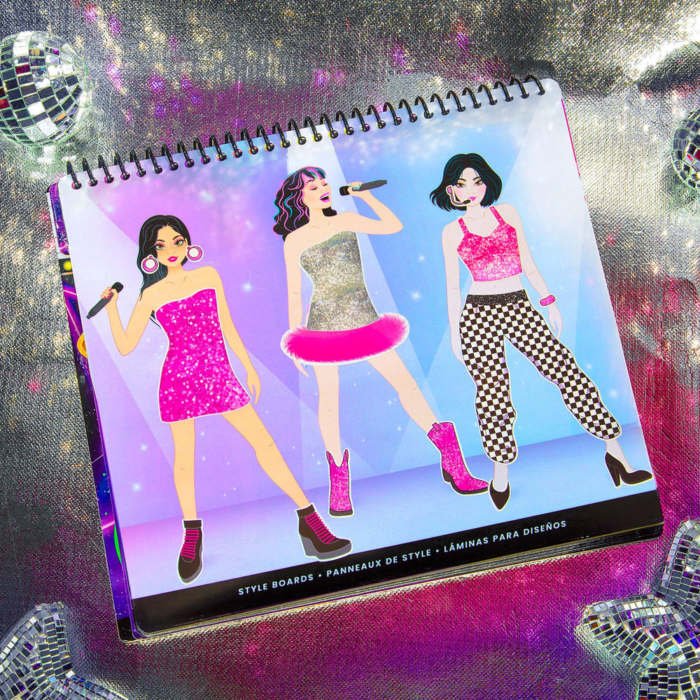 Concert venue style boards from Fashion Angels set to guide pretend performances