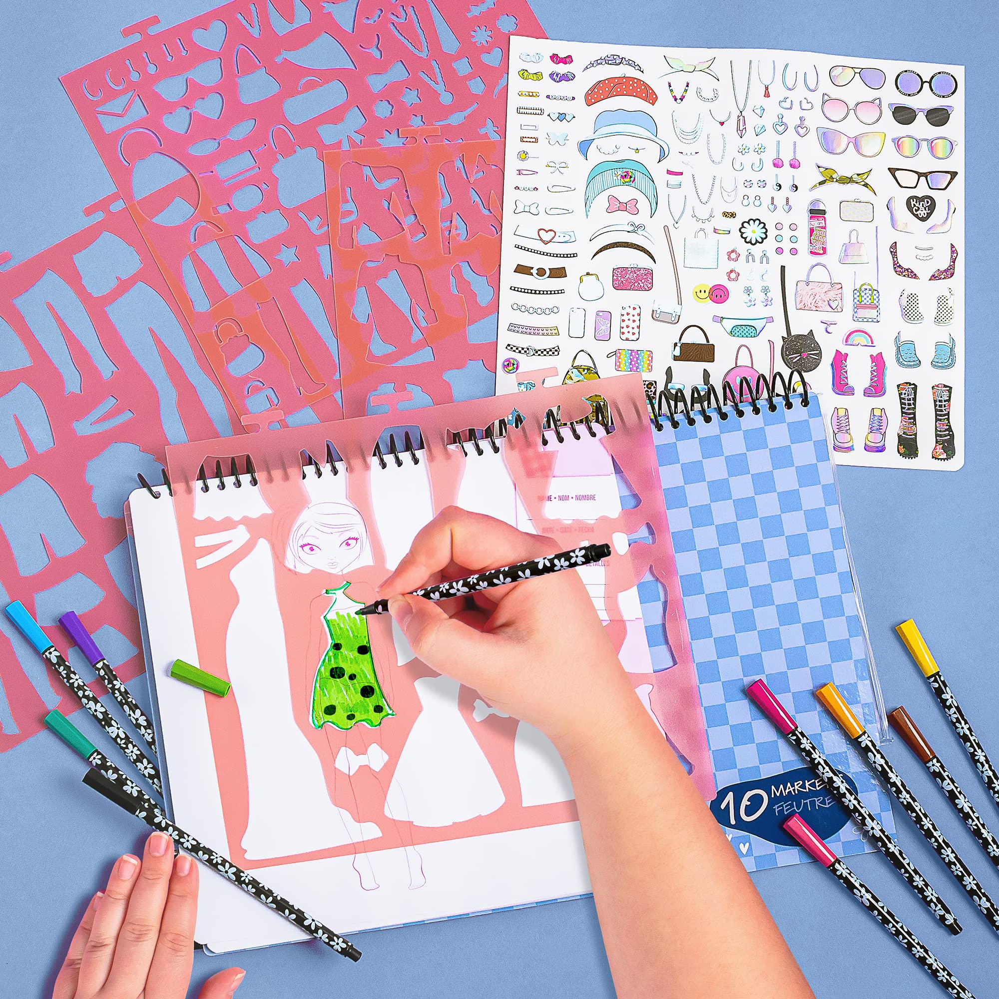 Fashion Angels Fashionista Sketch Set 10 markers for vibrant color.