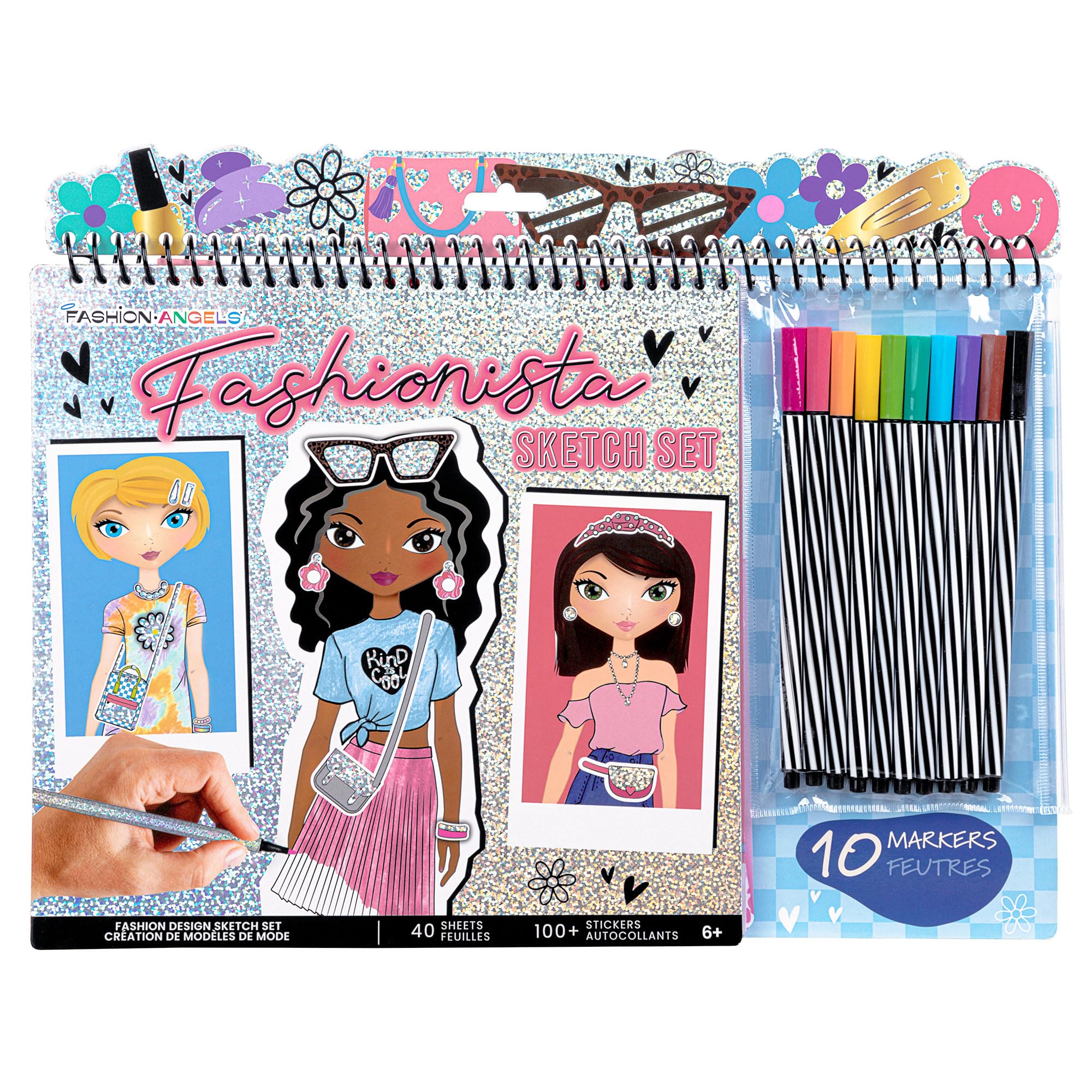 Fashion Angels Fashionista Sketch Set stencil sheets for outfit ideas.