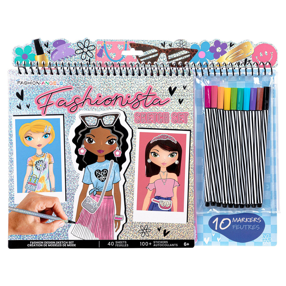 Fashion Angels Fashionista Sketch Set stencil sheets for outfit ideas.