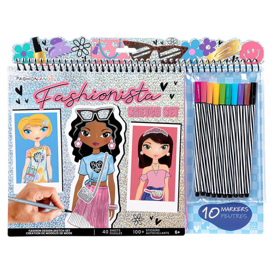 Fashion Angels Fashionista Sketch Set stencil sheets for outfit ideas.