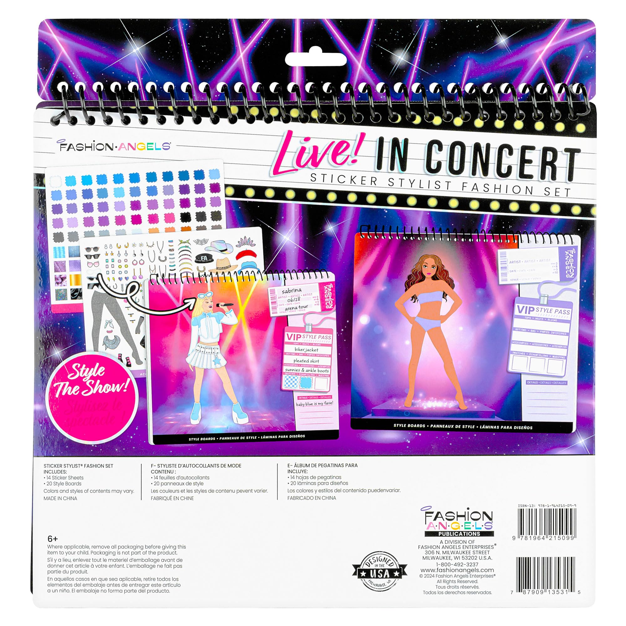 Sticker pages with 600+ stickers from Fashion Angels Live Concert set for mix and match fashion