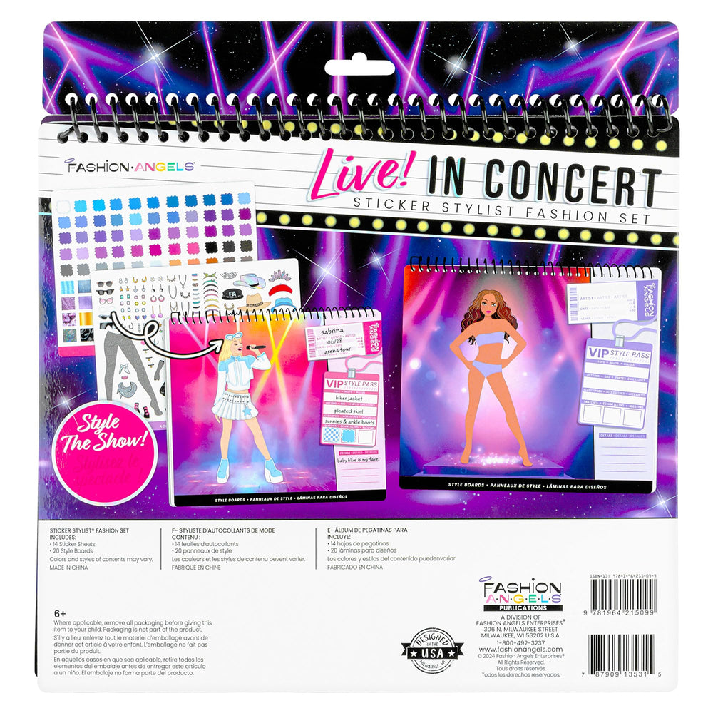 Sticker pages with 600+ stickers from Fashion Angels Live Concert set for mix and match fashion