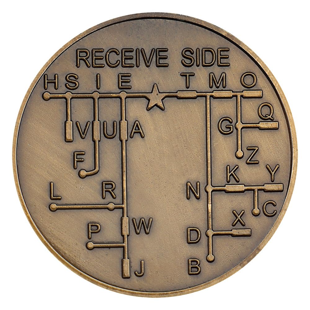 Fasmesk Morse Code Coin with detailed design, ideal for history enthusiasts