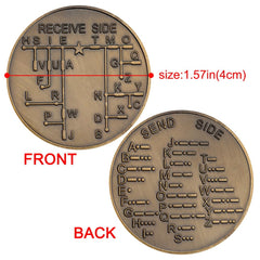 Fasmesk Morse Code Coin in gift-ready packaging